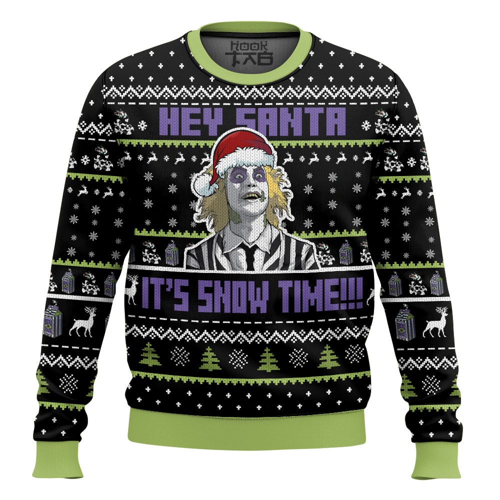 Beetlejuice  It Snow Time  Christmas Ugly Sweater