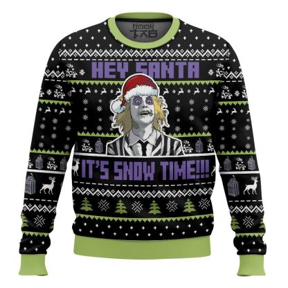 Beetlejuice  It Snow Time  Christmas Ugly Sweater