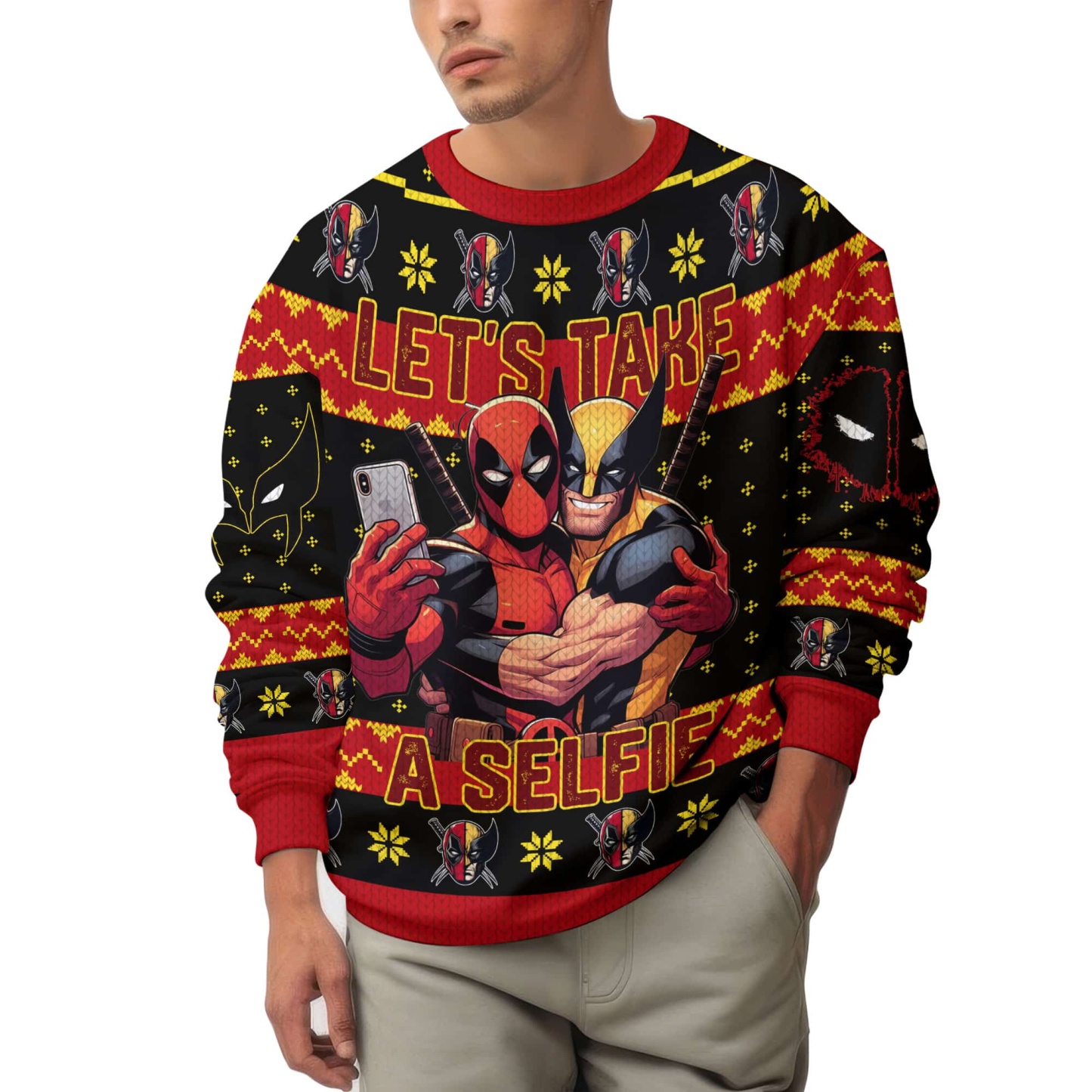 Deadpool and Wolverine Let s Take A Selfie Ugly Sweater