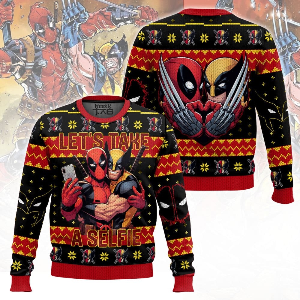 Deadpool and Wolverine Let s Take A Selfie Ugly Sweater