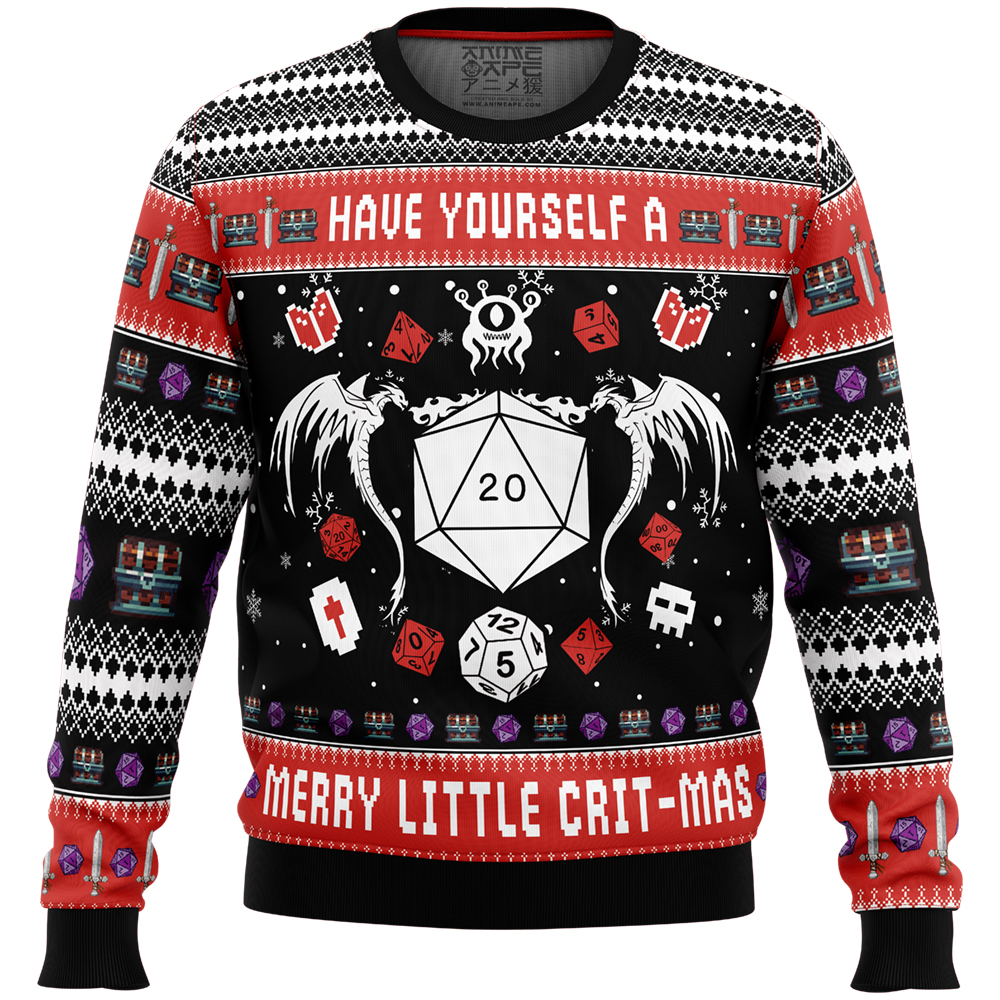 D D Have Yourself A Merry Little Crit-Mas Dungeons and Dragons Ugly Christmas Sweater