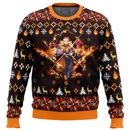 Fire Rengoku Demon Slayer Christmas Ugly Sweater