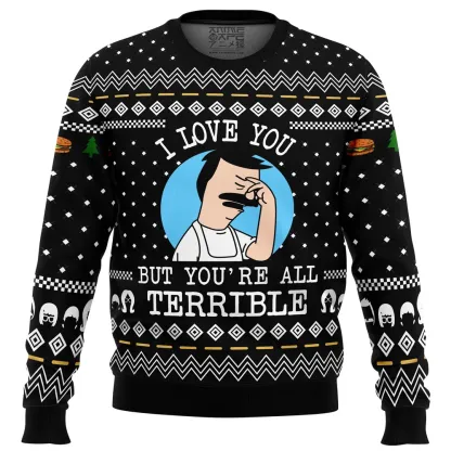 I Love You but Bob s Burgers Ugly Christmas Sweater