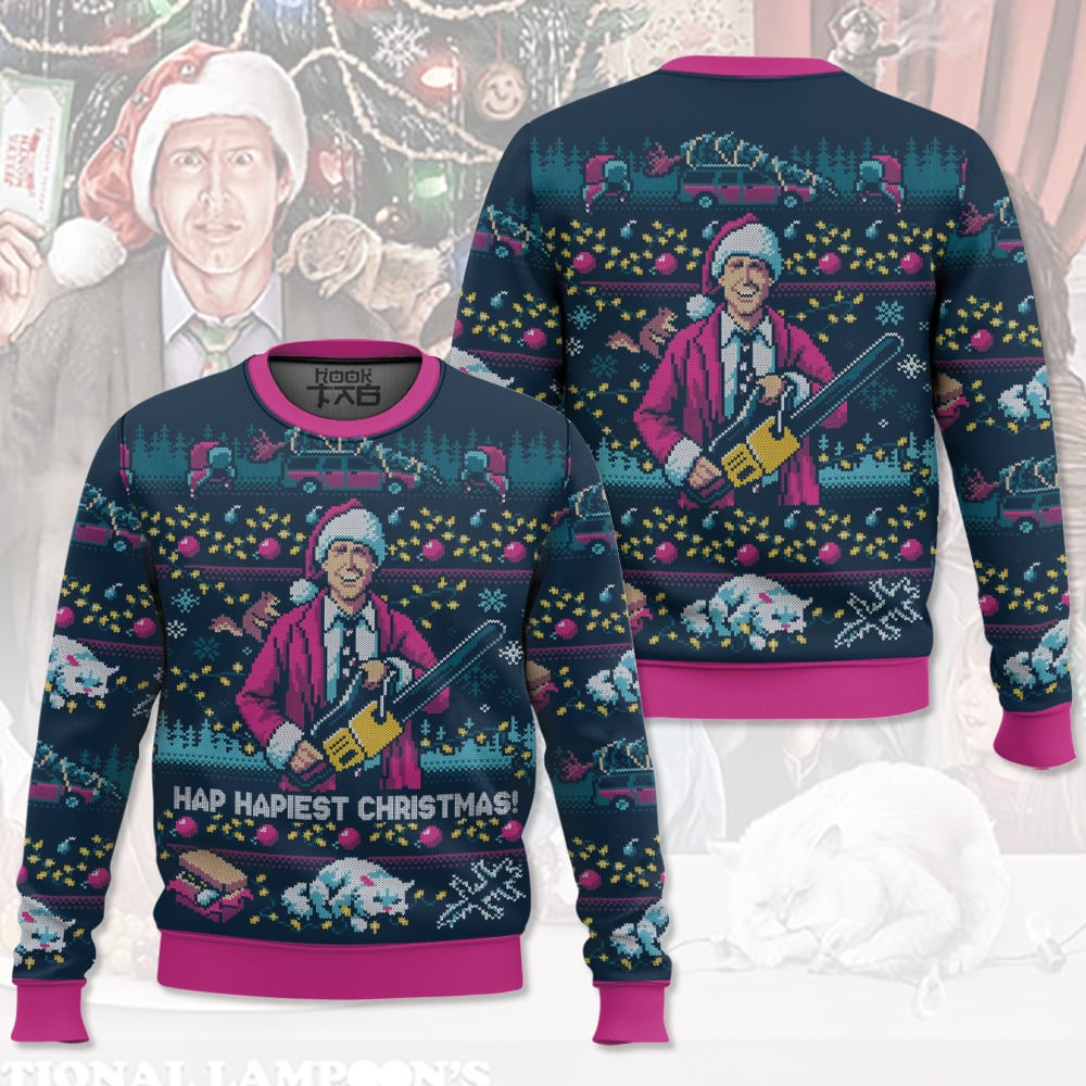 Hap Hapiest Christmas   National Lampoon s Christmas Vacation Ugly Sweater