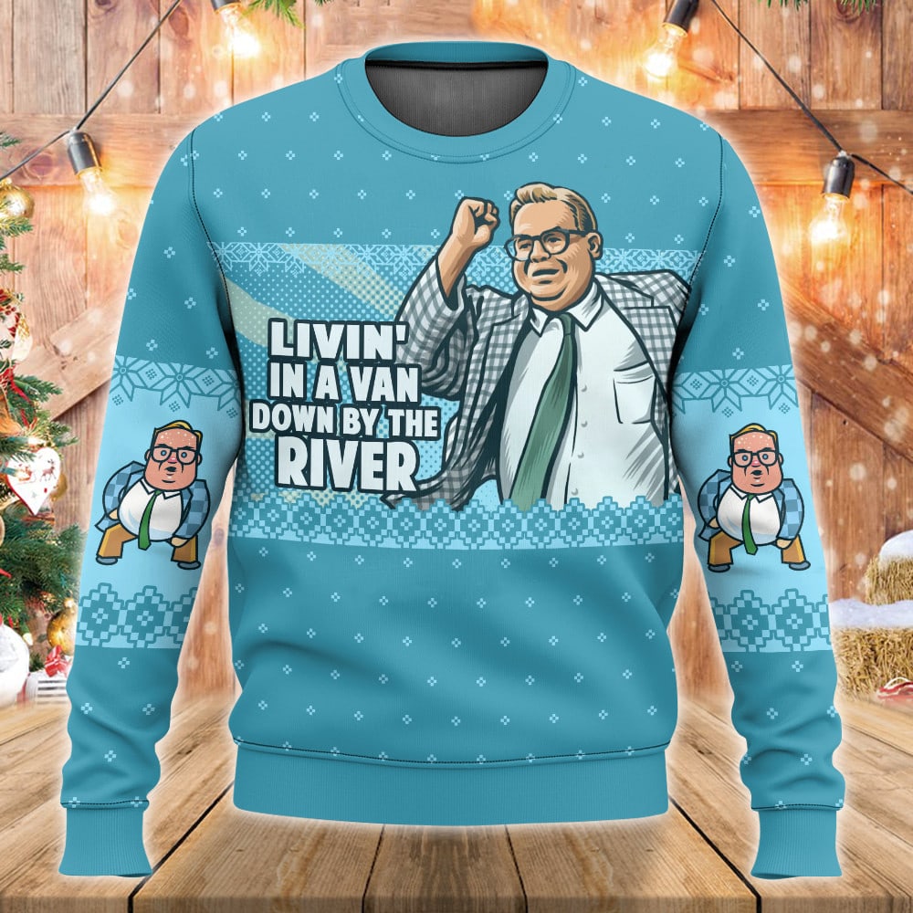 Saturday Night Live Matt Foley Livin  In A Van Down By The River Ugly Sweater