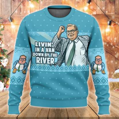 Saturday Night Live Matt Foley Livin  In A Van Down By The River Ugly Sweater
