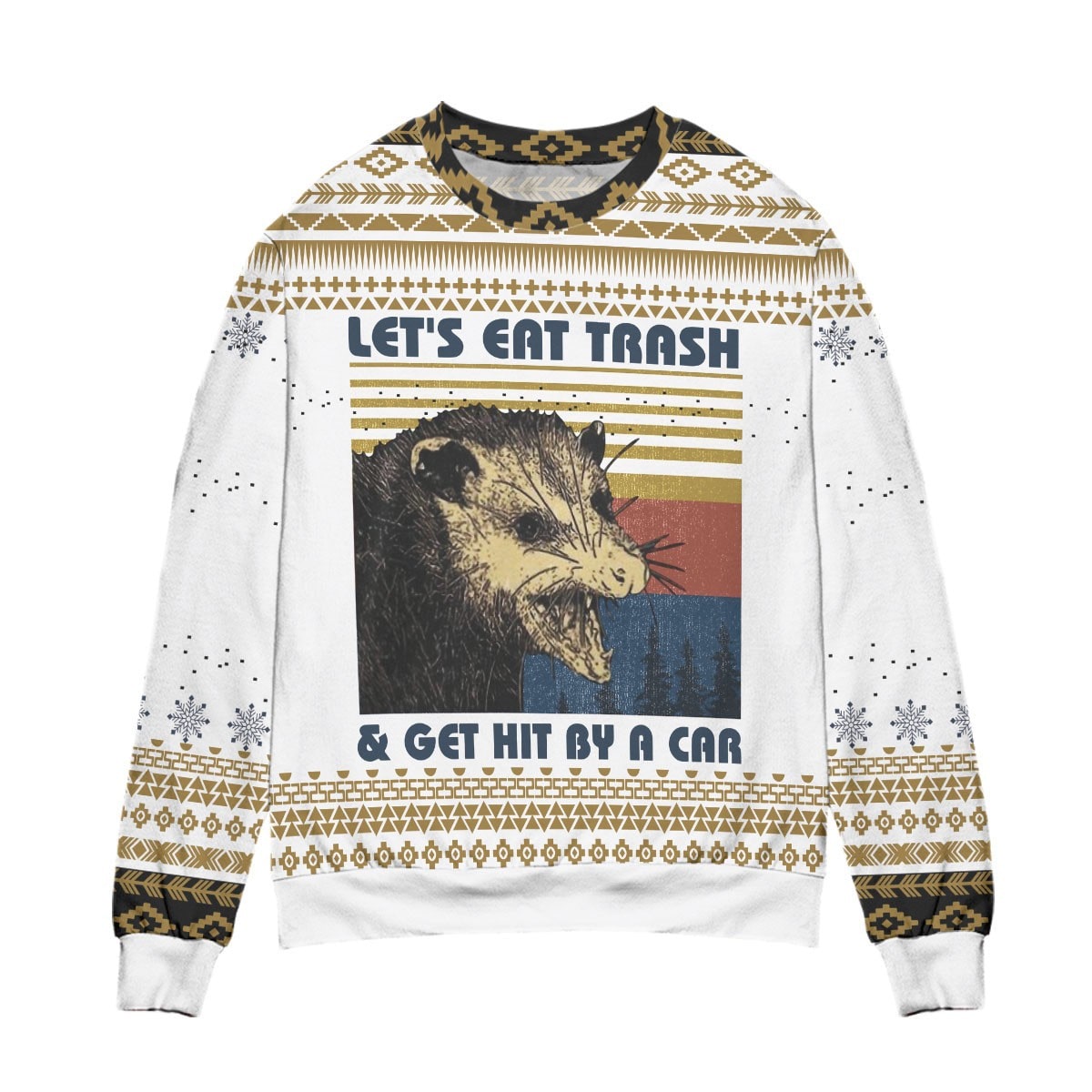 Let’s Eat Trash   Get Hit By A Car Opossum Ugly Christmas Sweater