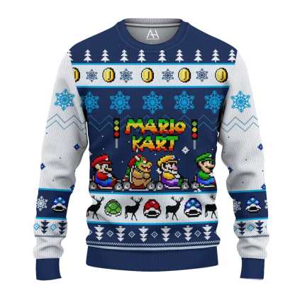 Mario Kart 3D All Over Printed Ugly Sweater