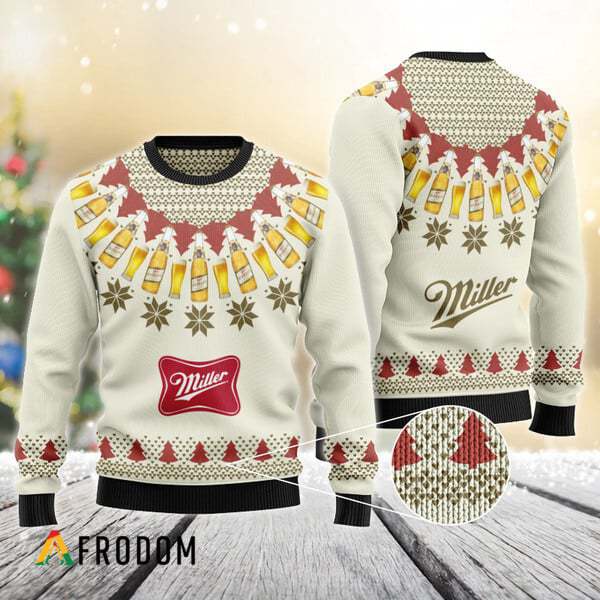 Miller High Life Heart Pattern Fair Isle Ugly Sweater