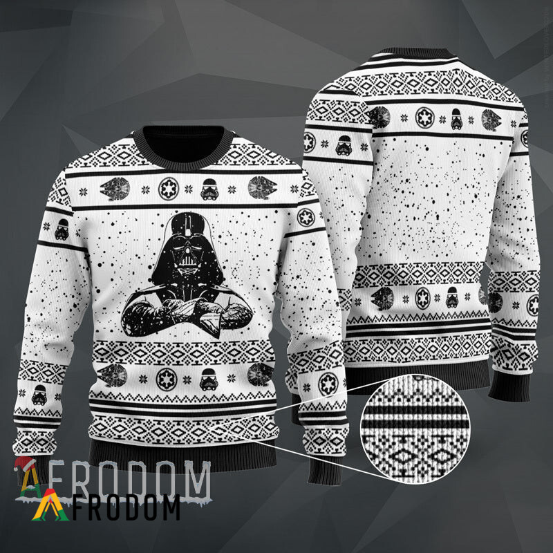 Star Wars Darth Vader White Pattern Xmas Gifts Ugly Christmas Sweater
