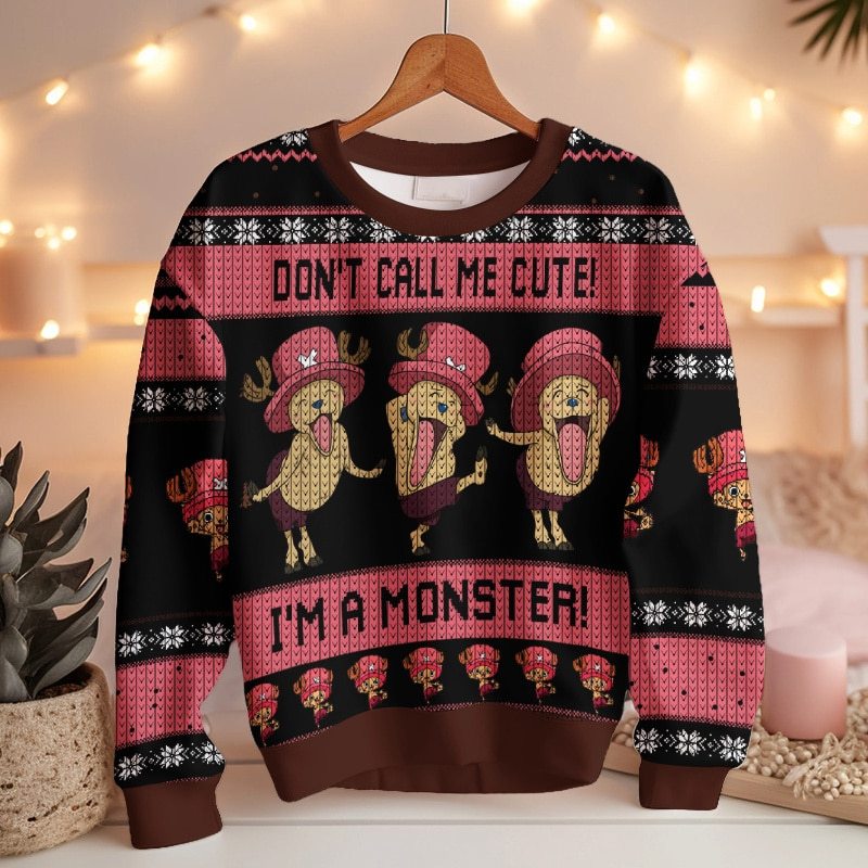 Don t call me cute! I m a monster! Chopper   One Piece Ugly Sweater
