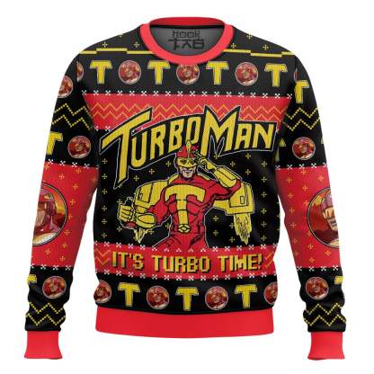It s Turbo Time! Turbo Man Jingle All the Way Ugly Sweater