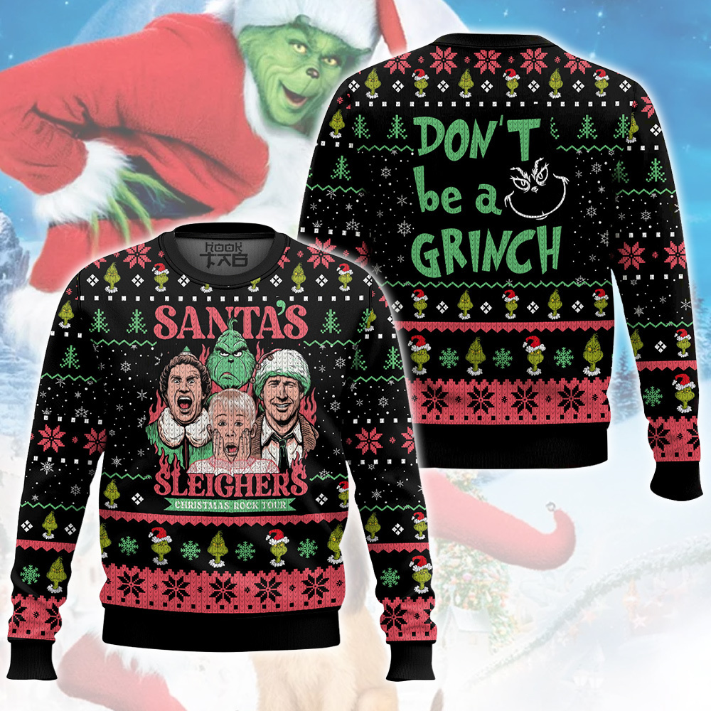 Santa s Sleighers Grinch Ugly Christmas Sweater