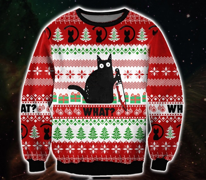 What Black Cat Ugly Christmas Sweater