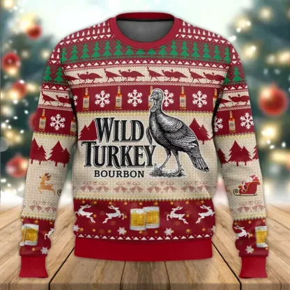 Wild Turkey Bourbon Whiskey Christmas Ugly Sweater
