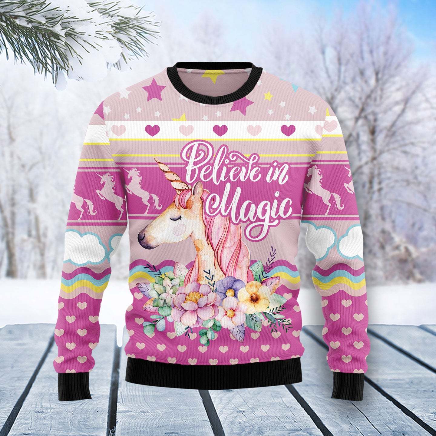 Unicorn Believe In Magic – Ugly Christmas Sweatshirt
