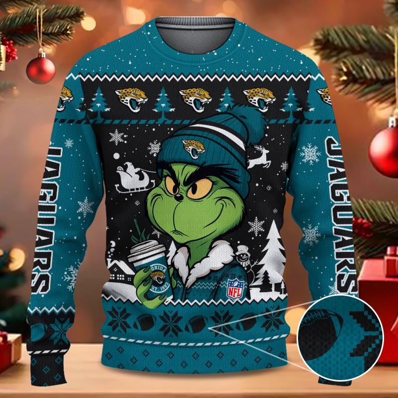 Jacksonville Jaguars Grinch NFL Fans Ugly Sweater
