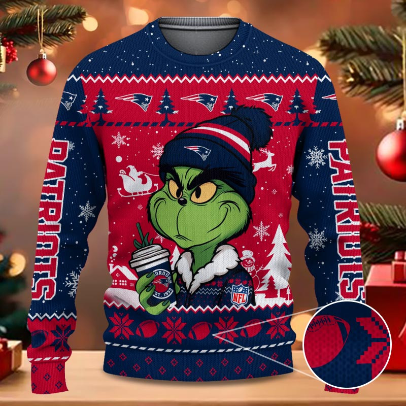 New England Patriots Grinch NFL Fans Ugly Sweater