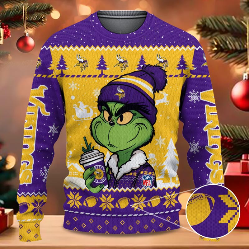 Minnesota Vikings Grinch NFL Fans Ugly Sweater