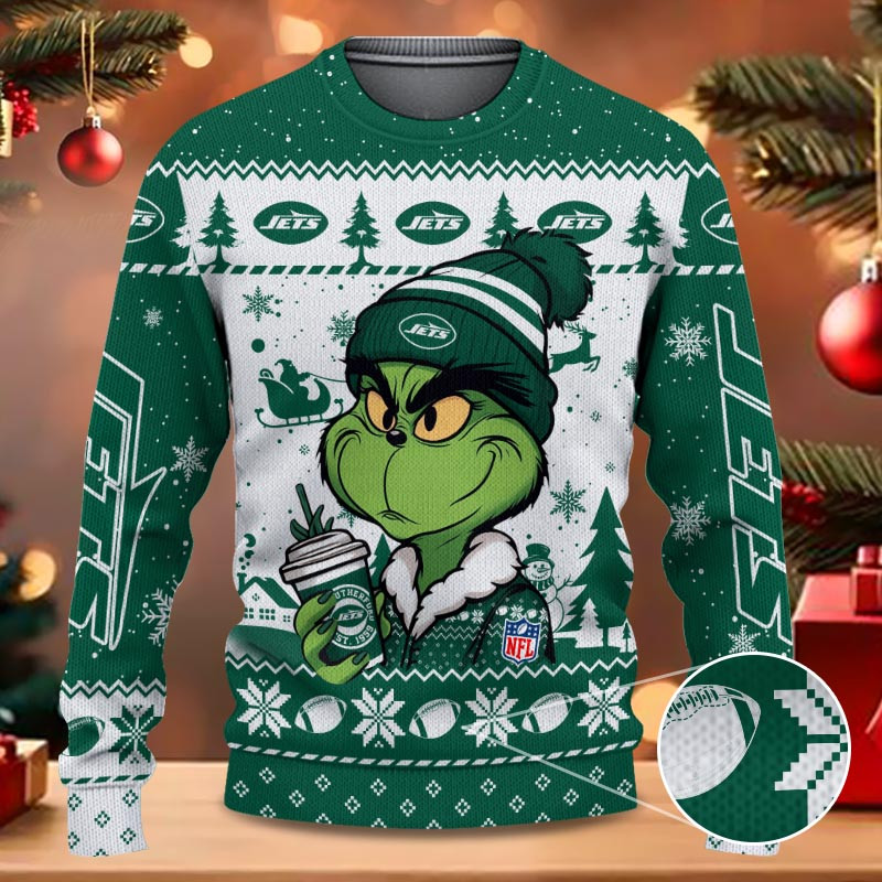 New York Jets Grinch NFL Fans Ugly Sweater