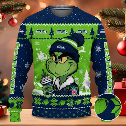 Seattle Seahawks Grinch NFL Fans Ugly Sweater