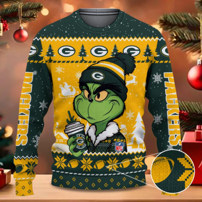 Green Bay Packers Grinch NFL Fans Ugly Sweater