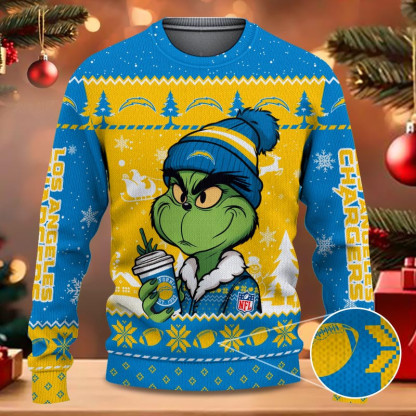 Los Angeles Chargers Grinch NFL Fans Ugly Sweater