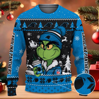 Carolina Panthers Grinch NFL Fans Ugly Sweater