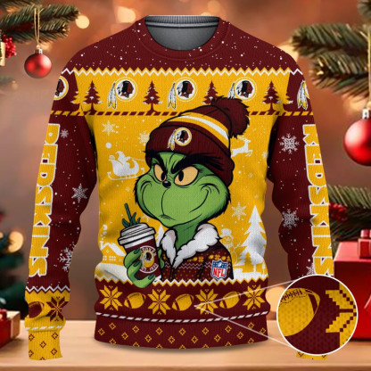 Washington Redskin Grinch NFL Fans Ugly Sweater