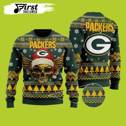 NFL Golden Skull Green Bay Packers Ugly Christmas Sweater