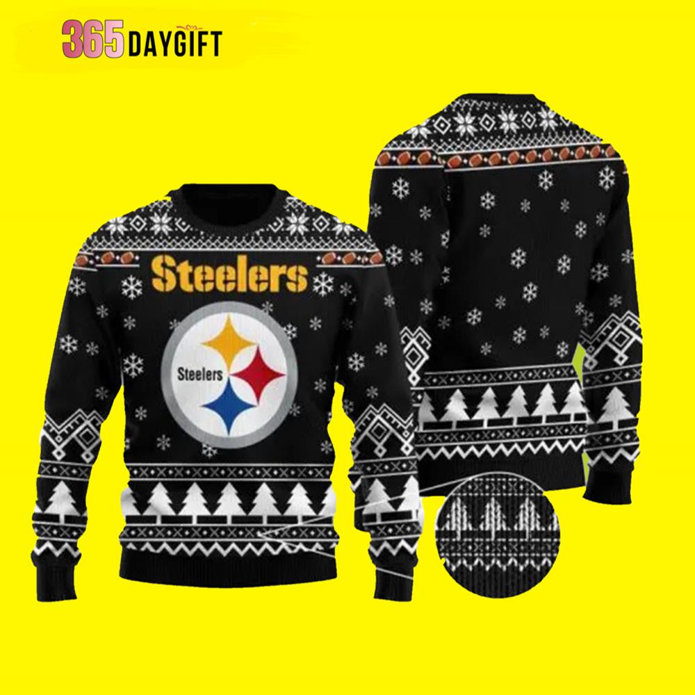 NFL Pittsburgh Steelers Black White Pittsburgh Steelers Ugly Christmas Sweater