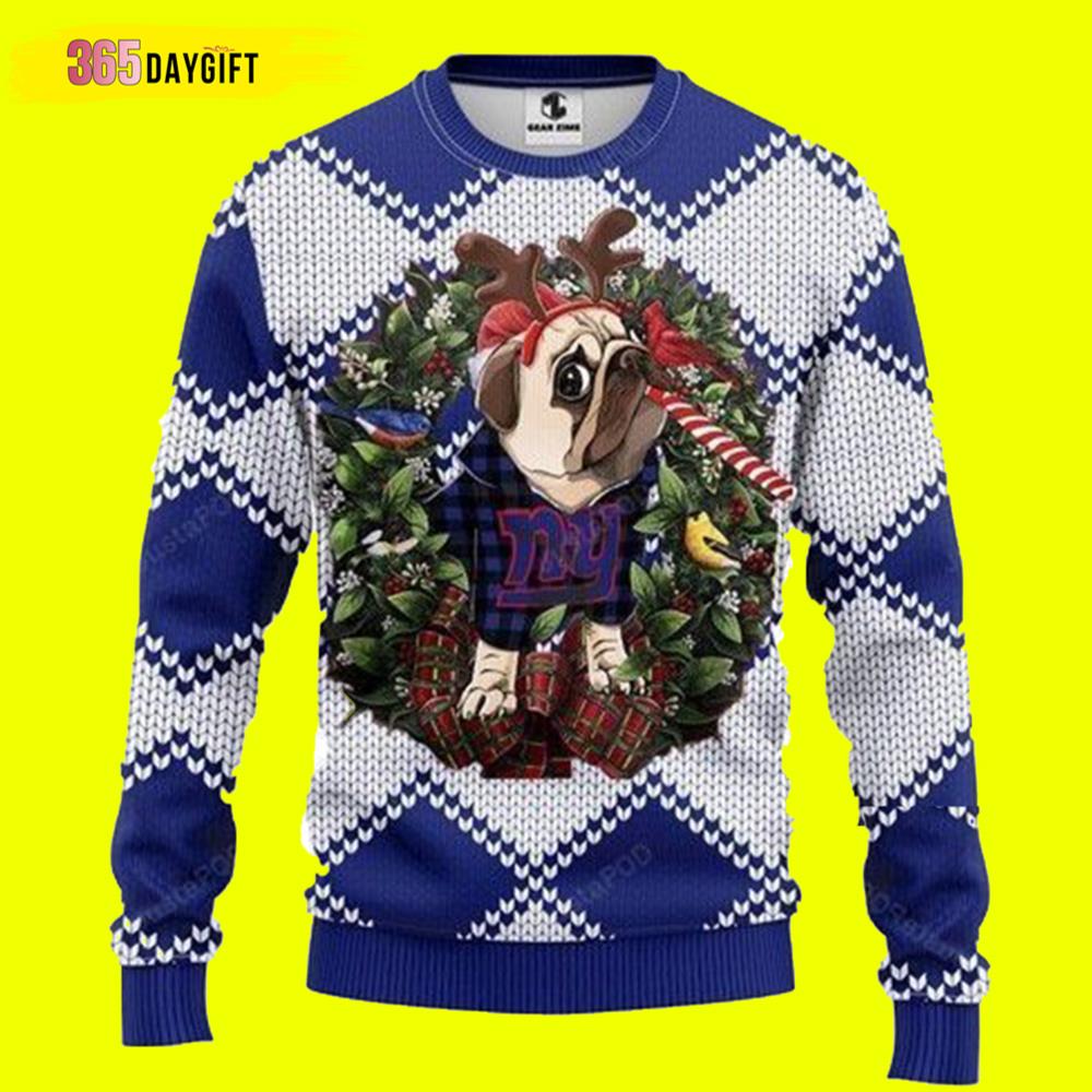 Nfl Pug Dog New York Giants Ugly Christmas Sweater