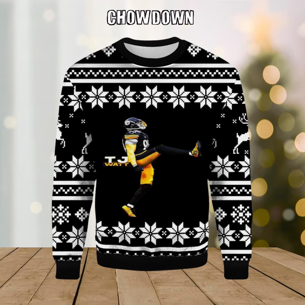 NFL TJ Watt Pittsburgh Steelers Ugly Christmas Sweater