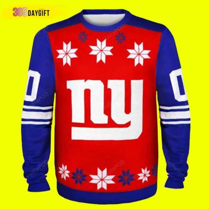 Red Blue NFL New York Giants Ugly Christmas Sweater