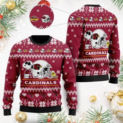 Snoopy And Woodstock Arizona Cardinals NFL Christmas Ugly Sweater
