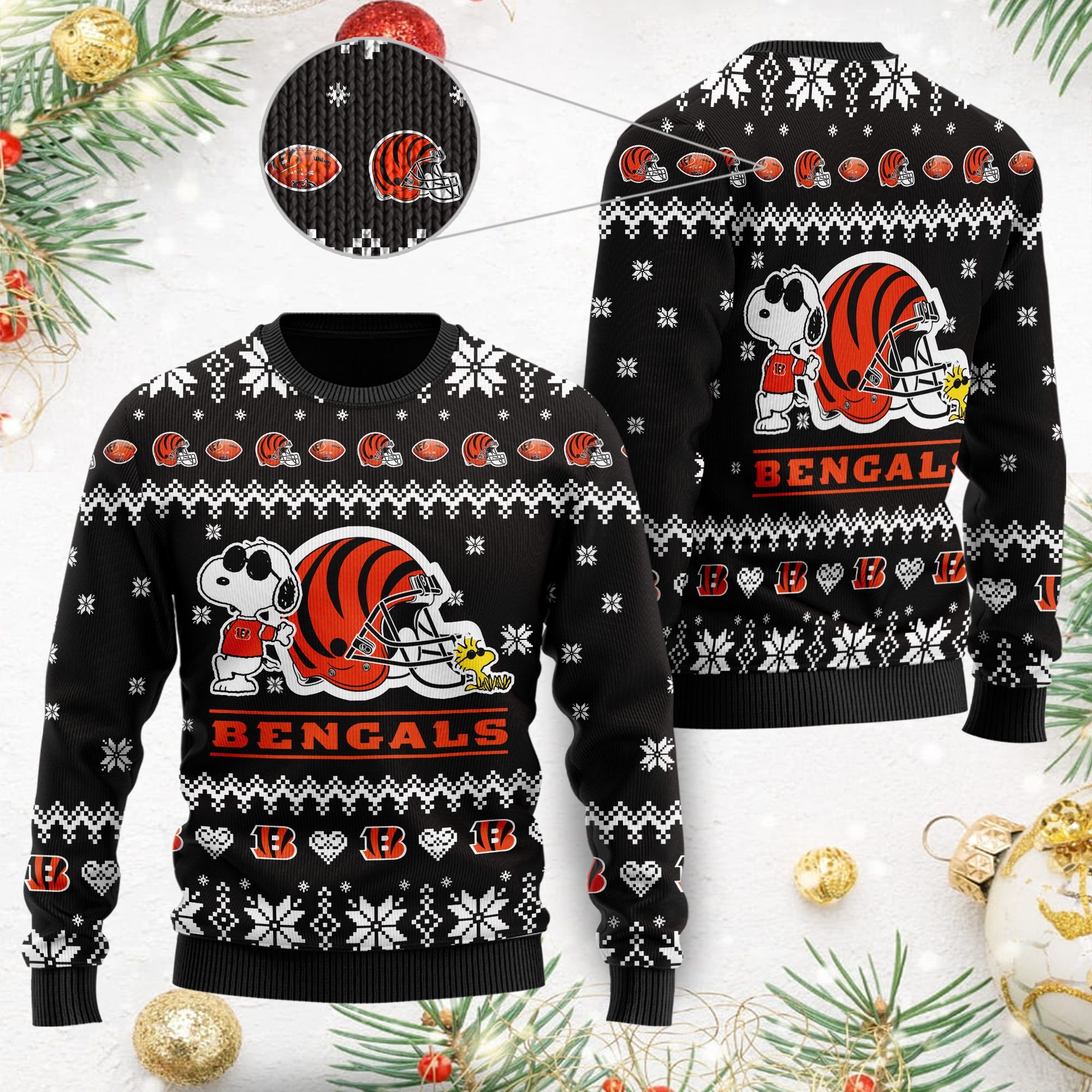 Snoopy And Woodstock Cincinnati Bengals NFL Christmas Ugly Sweater