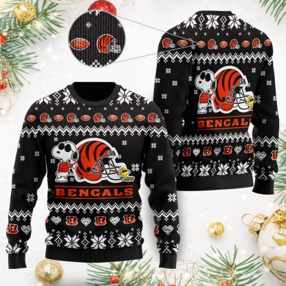 Snoopy And Woodstock Cincinnati Bengals NFL Christmas Ugly Sweater