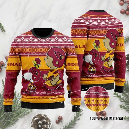 Snoopy Woodstock And Charlie Brown Arizona Cardinals NFL Christmas Ugly Sweater