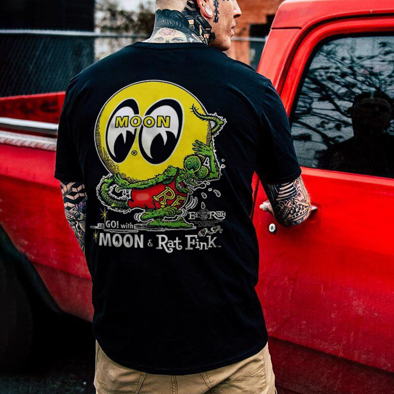 Go! With Moon & Rat Fink Printed Men's T-shirt