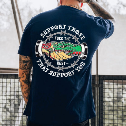 SUPPORT THOSE THAT SUPPORT YOU Snake Graphic Print T-shirt