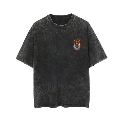 Eye Of Cthulhu Phantom Pinstripe Print Men's Washed T-shirt