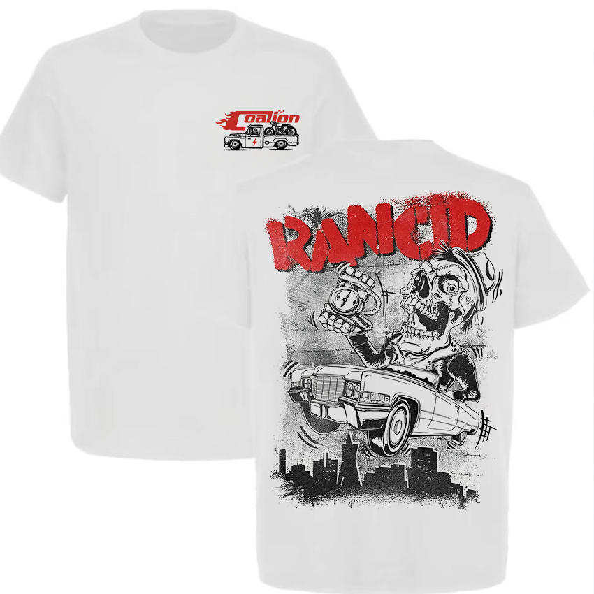 Rancid Car Skull Printed Pattern T-shirt