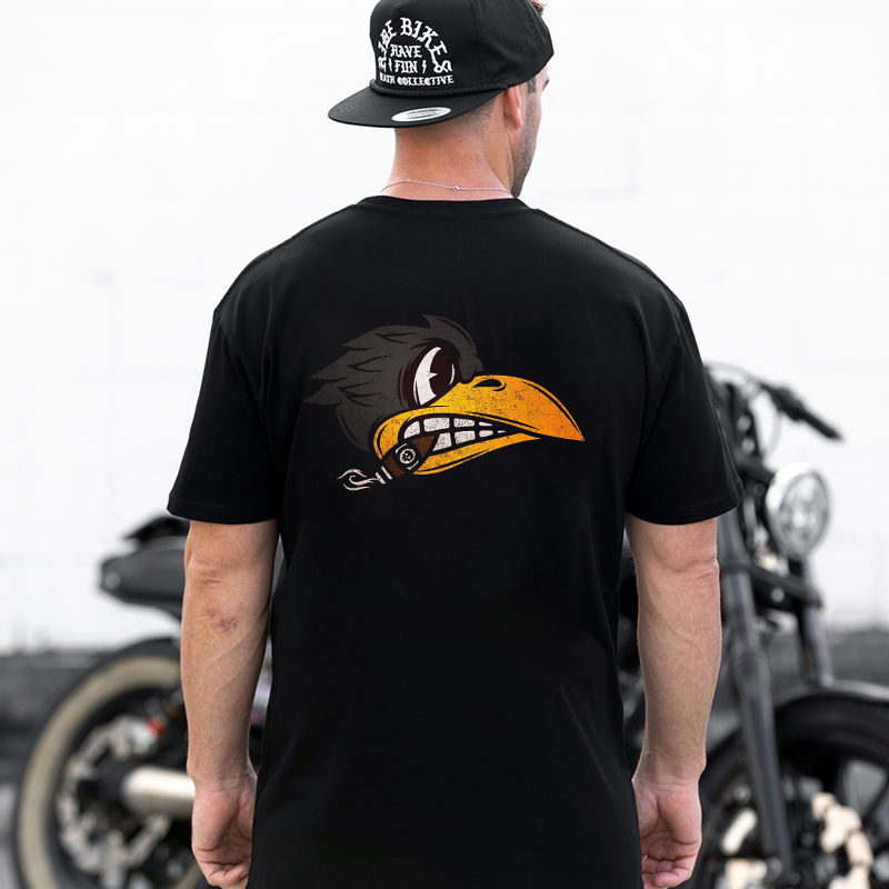 Crow With Cigar Print Men's T-shirt