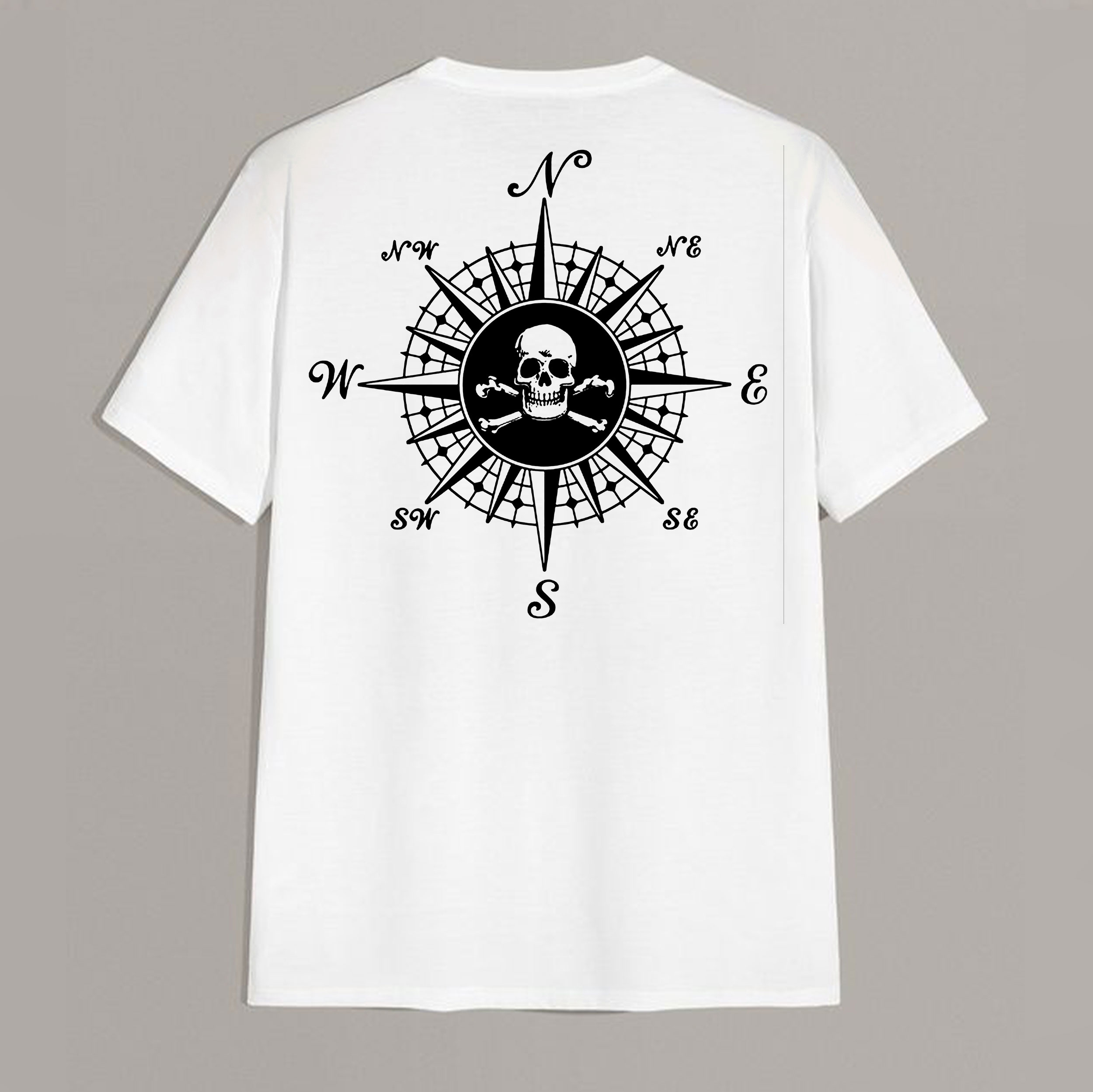 Skull With Beacon White Print T-shirt