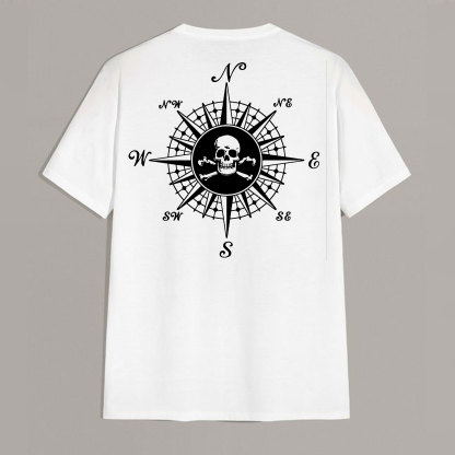 Skull With Beacon White Print T-shirt