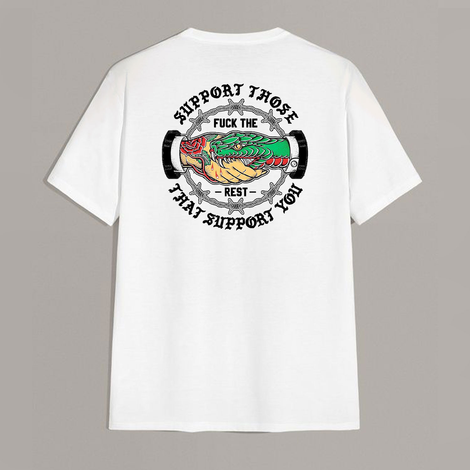 SUPPORT THOSE THAT SUPPORT YOU Snake Graphic Print T-shirt