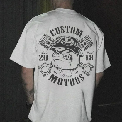 Custom Motors White Print T-shirt