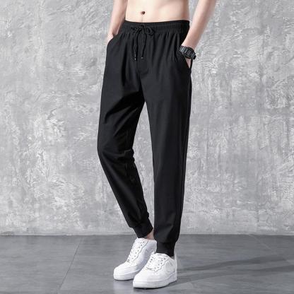 Ice Silk Casual Straight Pants With Leggings