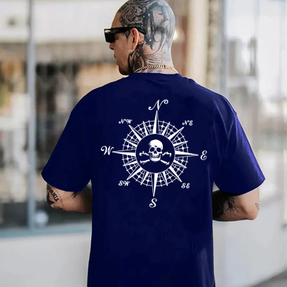 Skull With Beacon White Print T-shirt