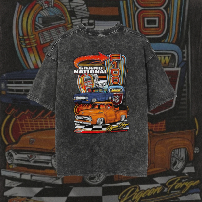 GRAND NATIONAL Classic Car Print Men's Washed T-shirt